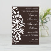 SCHWARZ U. WEISS BLÜHEN SIE %PIPE% WEDDING EINLADUNG (Stehend Vorderseite)