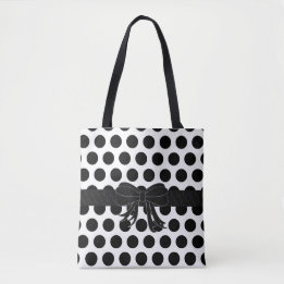 Schwarz u. Weiß - Polka-Punkte - Handtasche/Tasche Tasche