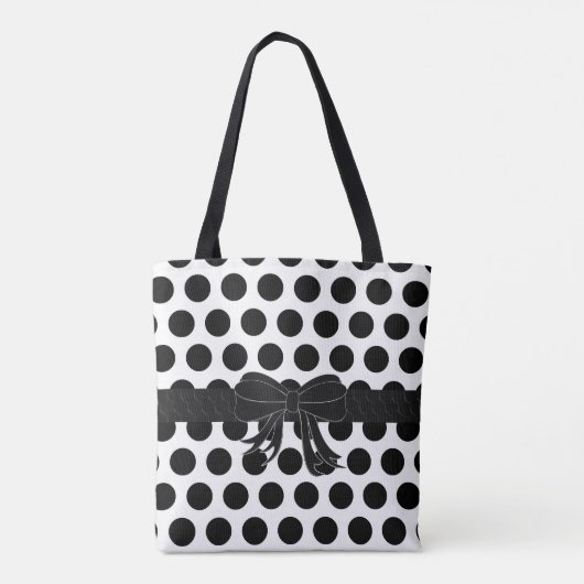 Schwarz u. Weiß - Polka-Punkte - Handtasche/Tasche Tasche (Rückseite)