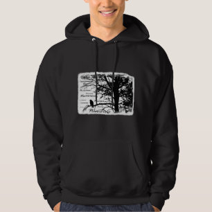 Schwarz u. Weiß Raven Nevermore Silhouette-Baum Hoodie