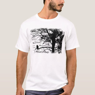Schwarz u. Weiß Raven Nevermore Silhouette-Baum T-Shirt