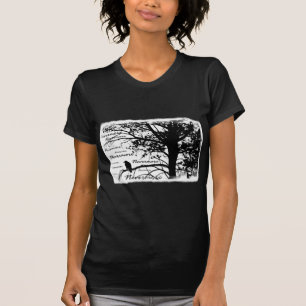 Schwarz u. Weiß Raven Nevermore Silhouette-Baum T-Shirt