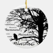 Schwarz u. Weiß Raven Nevermore Silhouette Keramik Ornament (Hinten)