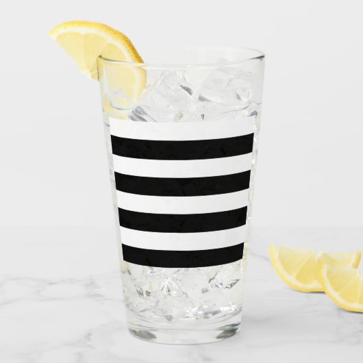 Schwarz u. Weiß Striped Glas (Vorderseite Ice)