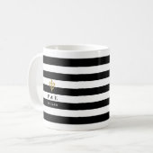 Schwarz u. Weiß Stripes Lilien-Foto Kaffeetasse (Vorderseite Links)