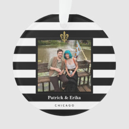 Schwarz u. Weiß Stripes Lilien-Foto Ornament