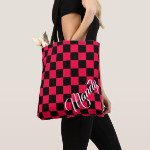 Schwarz und Amerikanische Rose Prüfmuster Tasche