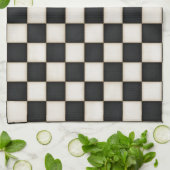 Schwarz und antikes Weiß kariert Geschirrtuch (Gefaltet)