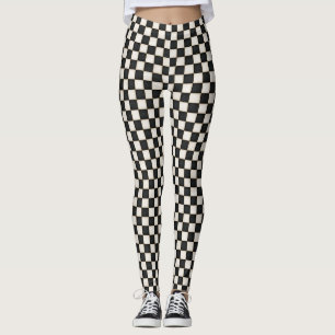 Schwarz und antikes Weiß kariert Leggings