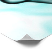 Schwarz und Aqua Aquamarines Abstraktes Rauchmuste Poster (Ecke)
