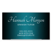 Schwarz und Aquamarin Elegant Ombre Magnetische Visitenkarte (Vorderseite)