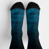 Schwarz und Aquamarin Grunge Ombre Textur Socken (Oben)