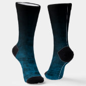 Schwarz und Aquamarin Grunge Ombre Textur Socken (Gewinkelt)