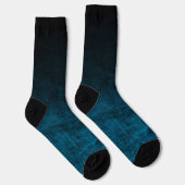 Schwarz und Aquamarin Grunge Ombre Textur Socken (Rechts)