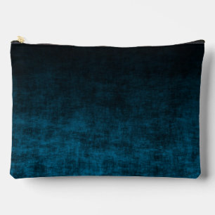 Schwarz und Aquamarin Grunge Ombre Textur Zubehörtasche
