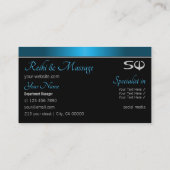 Schwarz und Aquamarin mit Beruflichen Initialen Visitenkarte (Rückseite)