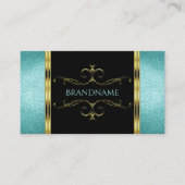 Schwarz und Aquamariner Glitzer Gold Border Verzie Visitenkarte (Vorderseite)
