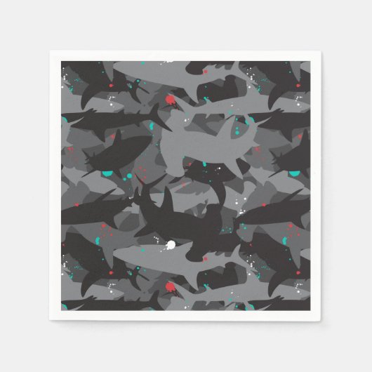 Schwarz und Aquamarines Camouflage-Musterpapier Serviette (Vorderseite)