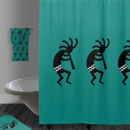 Schwarz und Aquamarines Kokopelli Südwestdesign Duschvorhang
