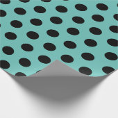 Schwarz und Aquamarines Medium Polka Dot Wrapping  Geschenkpapier (Ecke)