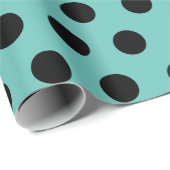 Schwarz und Aquamarines Medium Polka Dot Wrapping  Geschenkpapier (Rolleneckpunkt)