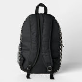 Schwarz und Beige Bedruckter Rucksack (Rückseite)