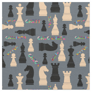 Schwarz und Beige Chessmen Stoff