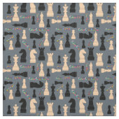 Schwarz und Beige Chessmen Stoff (Muster)