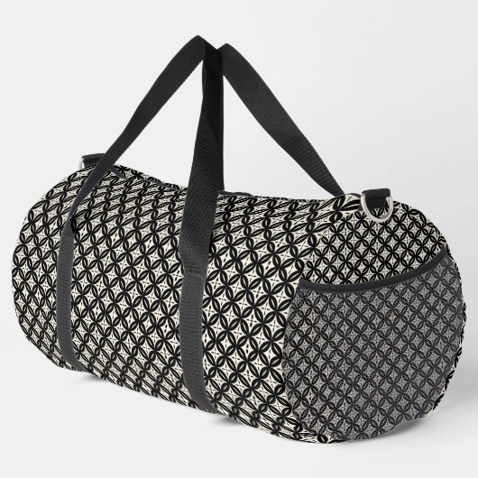 Schwarz und Beige Klein Duffle Bag (Rechte Ecke)