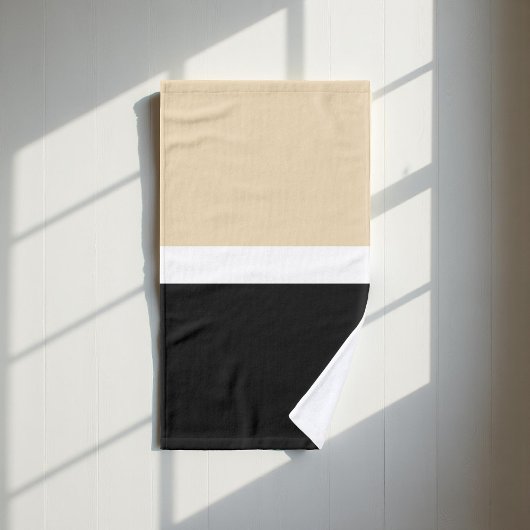 Schwarz und Beige Streifen Muster elegant, modern Badhandtuch Set