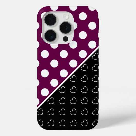 Schwarz und BlackBerry farbig, große weiße Polka-P Case-Mate iPhone Hülle (Rückseite)