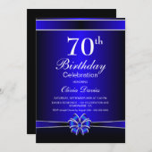 Schwarz und Blau 70. Geburtstagsfeier Einladung (Vorne/Hinten)