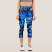 Schwarz und Blau Abstrakt Capri Leggings (Vorderseite)