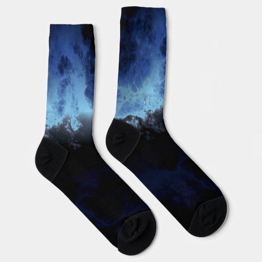 Schwarz und Blau abstrakt Socken (Rechts)