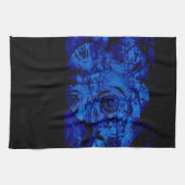 Schwarz und Blau Abstrakte Rose Küchentuch (Horizontal)