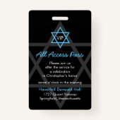Schwarz und Blau Bar Mitzvah Empfang laden ein Ausweis (Vorderseite)