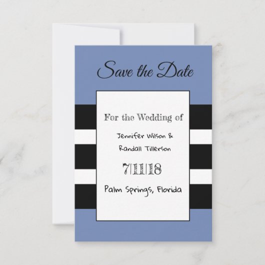 Schwarz und Blau Einfache Moderne Speichern Sie di Save The Date (Vorderseite)
