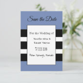 Schwarz und Blau Einfache Moderne Speichern Sie di Save The Date (Stehend Vorderseite)