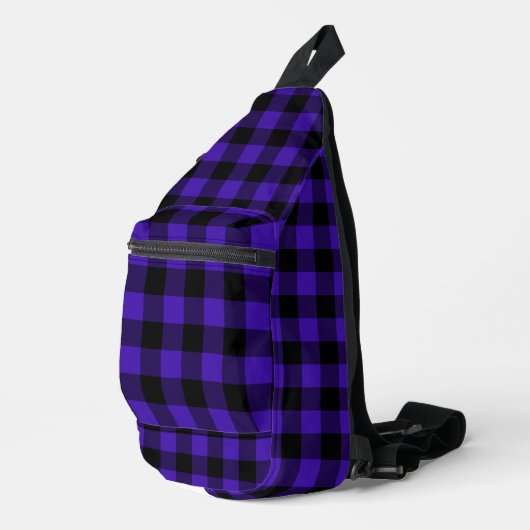Schwarz und Blau geprüft Crossbody Bag (Rechte Ecke)
