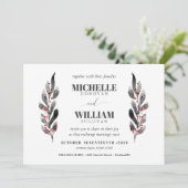 Schwarz und Blau | Hochzeit moderner Branchen Einladung (Stehend Vorderseite)