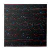 Schwarz und Blau mit Wavy Red Lines Fliese (Vorderseite)