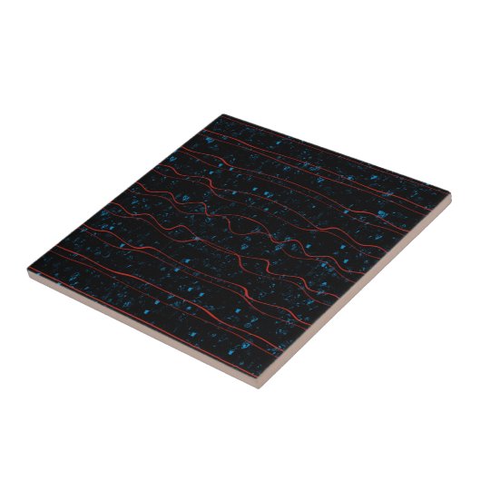 Schwarz und Blau mit Wavy Red Lines Fliese (Seite)