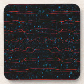 Schwarz und Blau mit Wavy Red Lines Getränkeuntersetzer (Vorderseite)