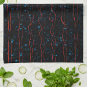 Schwarz und Blau mit Wavy Red Lines Handtuch (Gefaltet)