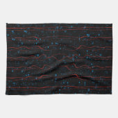 Schwarz und Blau mit Wavy Red Lines Handtuch (Horizontal)