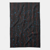Schwarz und Blau mit Wavy Red Lines Handtuch (Vertikal)