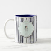 Schwarz und Blau Niedlich Girl Beauty Stripe Zweifarbige Tasse (Links)