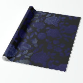 Schwarz und Blau Ombre Modernes Vintages Blumentoi Geschenkpapier (Ungerollt)