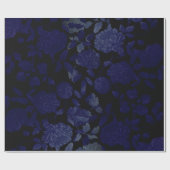Schwarz und Blau Ombre Modernes Vintages Blumentoi Geschenkpapier (Flach)