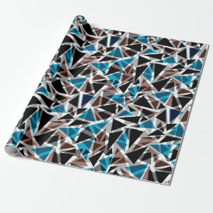 Schwarz und Blau, polygonal, Abstrakt, geometrisch Geschenkpapier